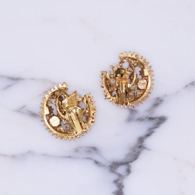Vintage Crescent Smoke Rhinestone and Faux Pearl Statement Earrings by Vintage Meet Modern - Vintage Meet Modern Vintage Jewelry - Chicago, Illinois - #oldhollywoodglamour #vintagemeetmodern #designervintage #jewelrybox #antiquejewelry #vintagejewelry