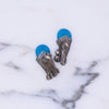 Vintage Blue Art Glass and Teal, Red, and Citrine Rhinestone Earrings by Vintage Meet Modern  - Vintage Meet Modern Vintage Jewelry - Chicago, Illinois - #oldhollywoodglamour #vintagemeetmodern #designervintage #jewelrybox #antiquejewelry #vintagejewelry