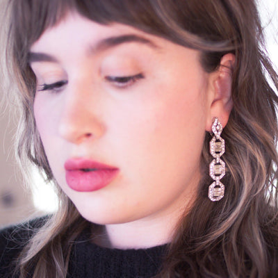 Vintage Kenneth Jay Lane Art Deco Rhinestone Drop Statement Earrings by Vintage Meet Modern - Vintage Meet Modern Vintage Jewelry - Chicago, Illinois - #oldhollywoodglamour #vintagemeetmodern #designervintage #jewelrybox #antiquejewelry #vintagejewelry