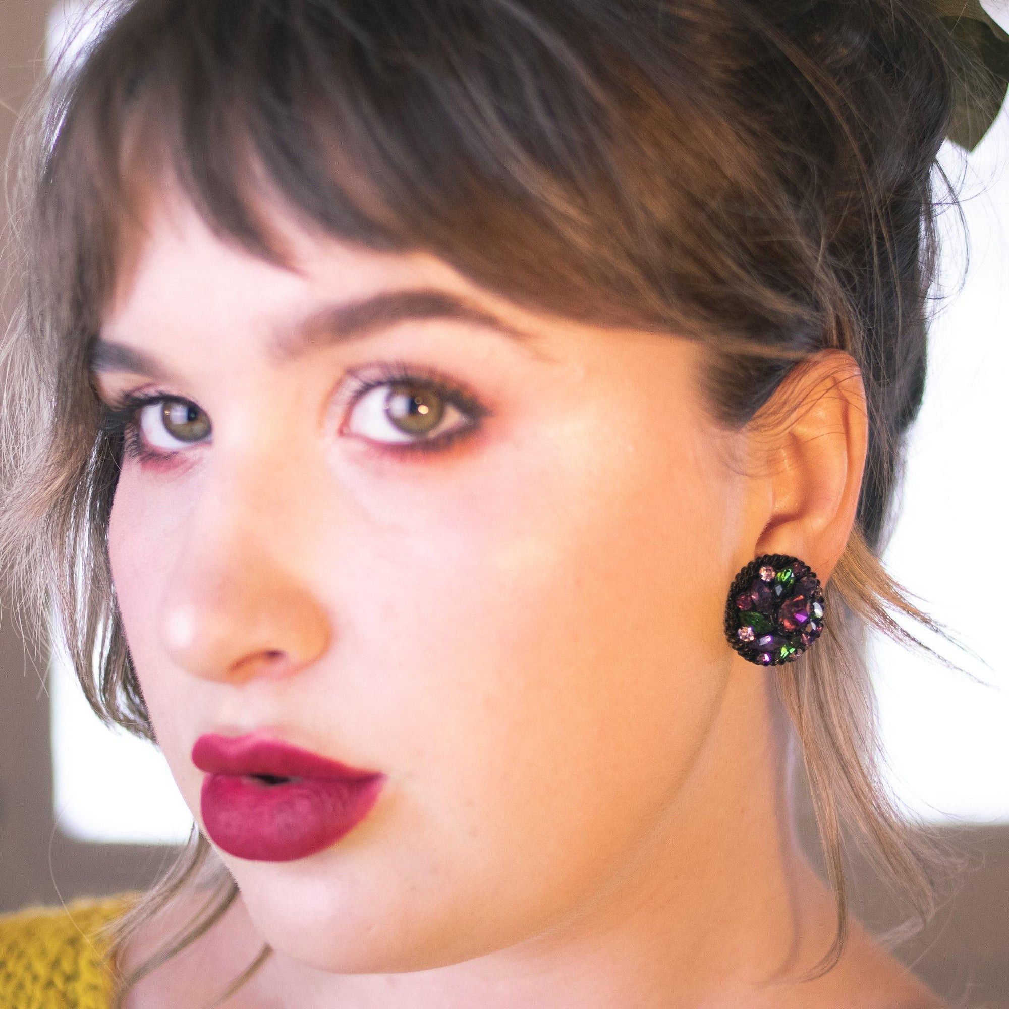 Vintage Made in Austria Purple, Green and Black Earrings by Made in Austria - Vintage Meet Modern Vintage Jewelry - Chicago, Illinois - #oldhollywoodglamour #vintagemeetmodern #designervintage #jewelrybox #antiquejewelry #vintagejewelry