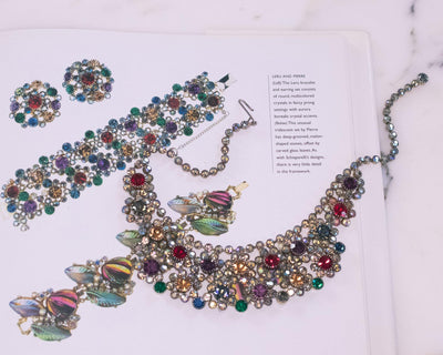 Vintage Leru Colorful Rhinestone Bib Statement Necklace by Leru - Vintage Meet Modern Vintage Jewelry - Chicago, Illinois - #oldhollywoodglamour #vintagemeetmodern #designervintage #jewelrybox #antiquejewelry #vintagejewelry