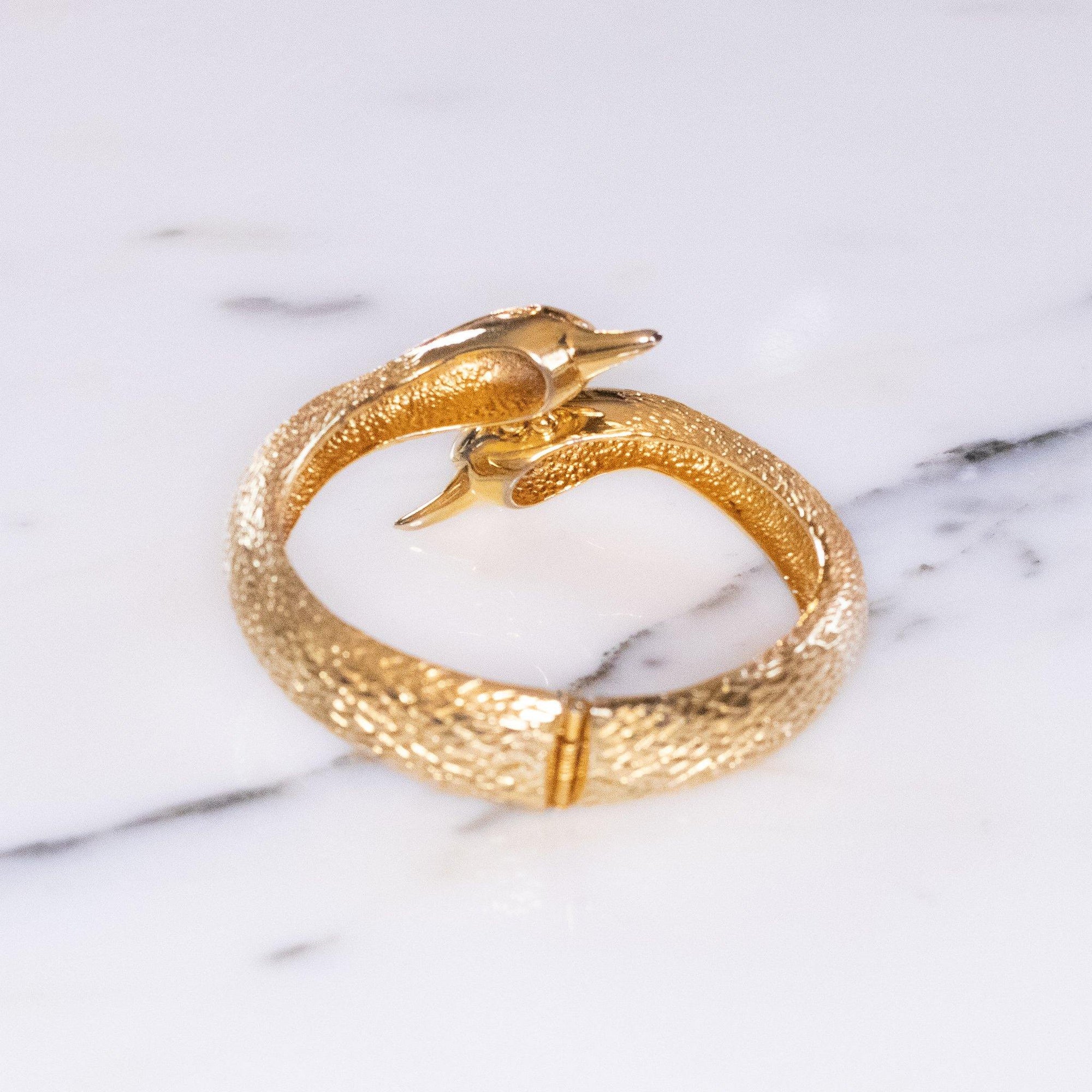 Vintage Castlecliff Gold Swan Bracelet by Castlecliff - Vintage Meet Modern Vintage Jewelry - Chicago, Illinois - #oldhollywoodglamour #vintagemeetmodern #designervintage #jewelrybox #antiquejewelry #vintagejewelry