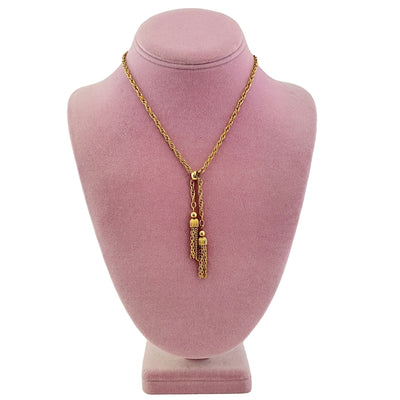 Vintage Petite Gold Tassel Necklace by Unsigned Beauty - Vintage Meet Modern Vintage Jewelry - Chicago, Illinois - #oldhollywoodglamour #vintagemeetmodern #designervintage #jewelrybox #antiquejewelry #vintagejewelry