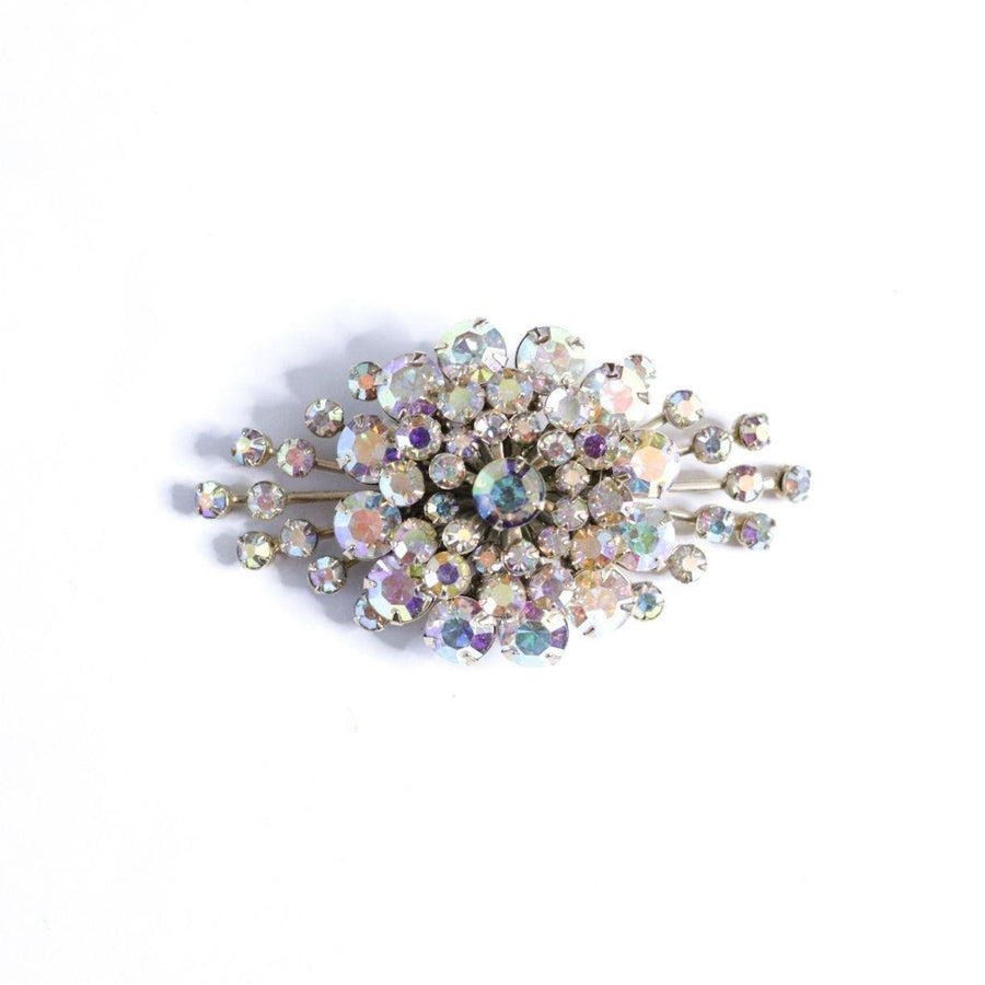 Vintage Judy Lee Sparkly Aurora Borealis Rhinestone Spray Style Brooch by Unsigned Judy Lee - Vintage Meet Modern Vintage Jewelry - Chicago, Illinois - #oldhollywoodglamour #vintagemeetmodern #designervintage #jewelrybox #antiquejewelry #vintagejewelry