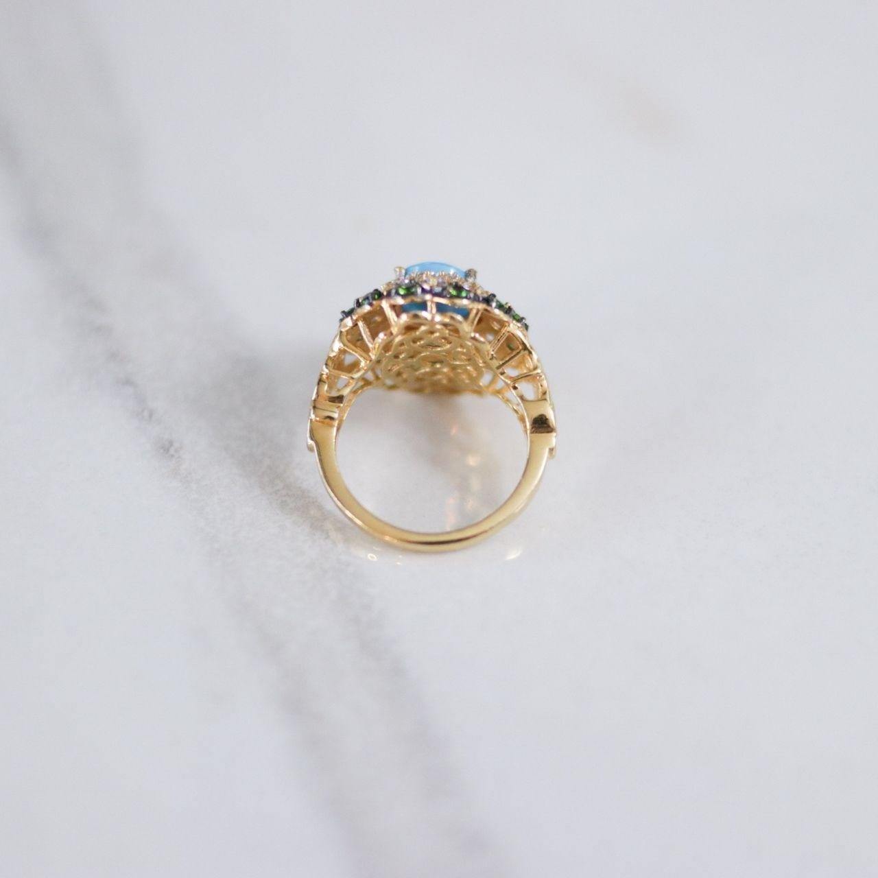 Vintage Turquoise, Tanzanite and Green Tourmaline Statement Ring by Unsigned Beauty - Vintage Meet Modern Vintage Jewelry - Chicago, Illinois - #oldhollywoodglamour #vintagemeetmodern #designervintage #jewelrybox #antiquejewelry #vintagejewelry