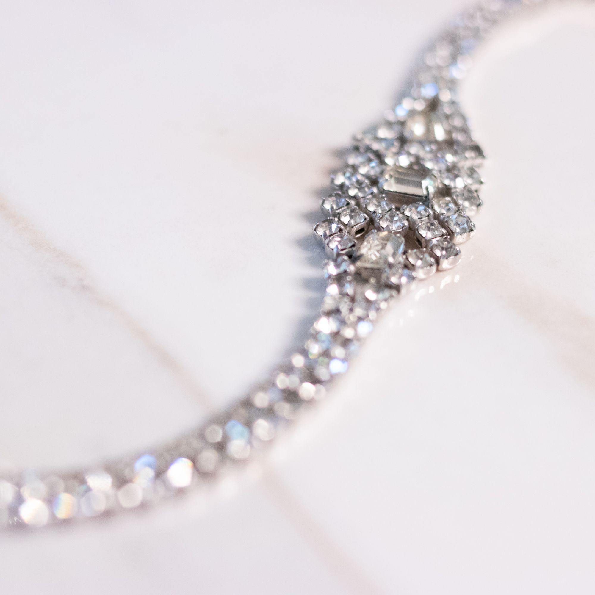 Vintage Art Deco Rhinestone Bracelet  with Emerald Cut Center Stone by Unsigned Beauty - Vintage Meet Modern Vintage Jewelry - Chicago, Illinois - #oldhollywoodglamour #vintagemeetmodern #designervintage #jewelrybox #antiquejewelry #vintagejewelry