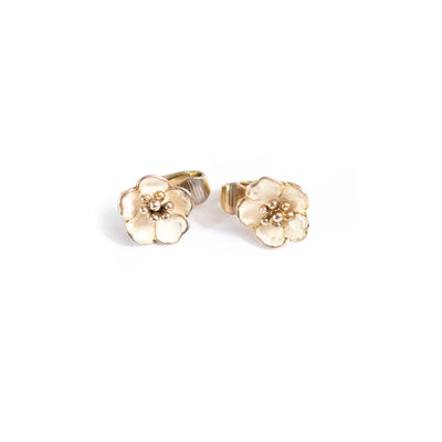 Vintage Petite Cream Dogwood Flower Earrings by Unsigned Beauty - Vintage Meet Modern Vintage Jewelry - Chicago, Illinois - #oldhollywoodglamour #vintagemeetmodern #designervintage #jewelrybox #antiquejewelry #vintagejewelry