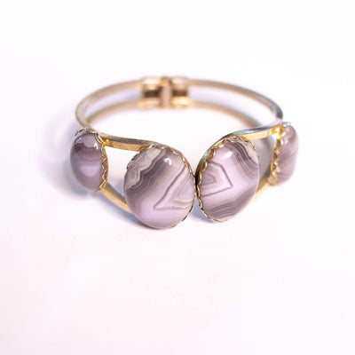 Vintage Gray Agate Clamper Bracelet by Unsigned Beauty - Vintage Meet Modern Vintage Jewelry - Chicago, Illinois - #oldhollywoodglamour #vintagemeetmodern #designervintage #jewelrybox #antiquejewelry #vintagejewelry