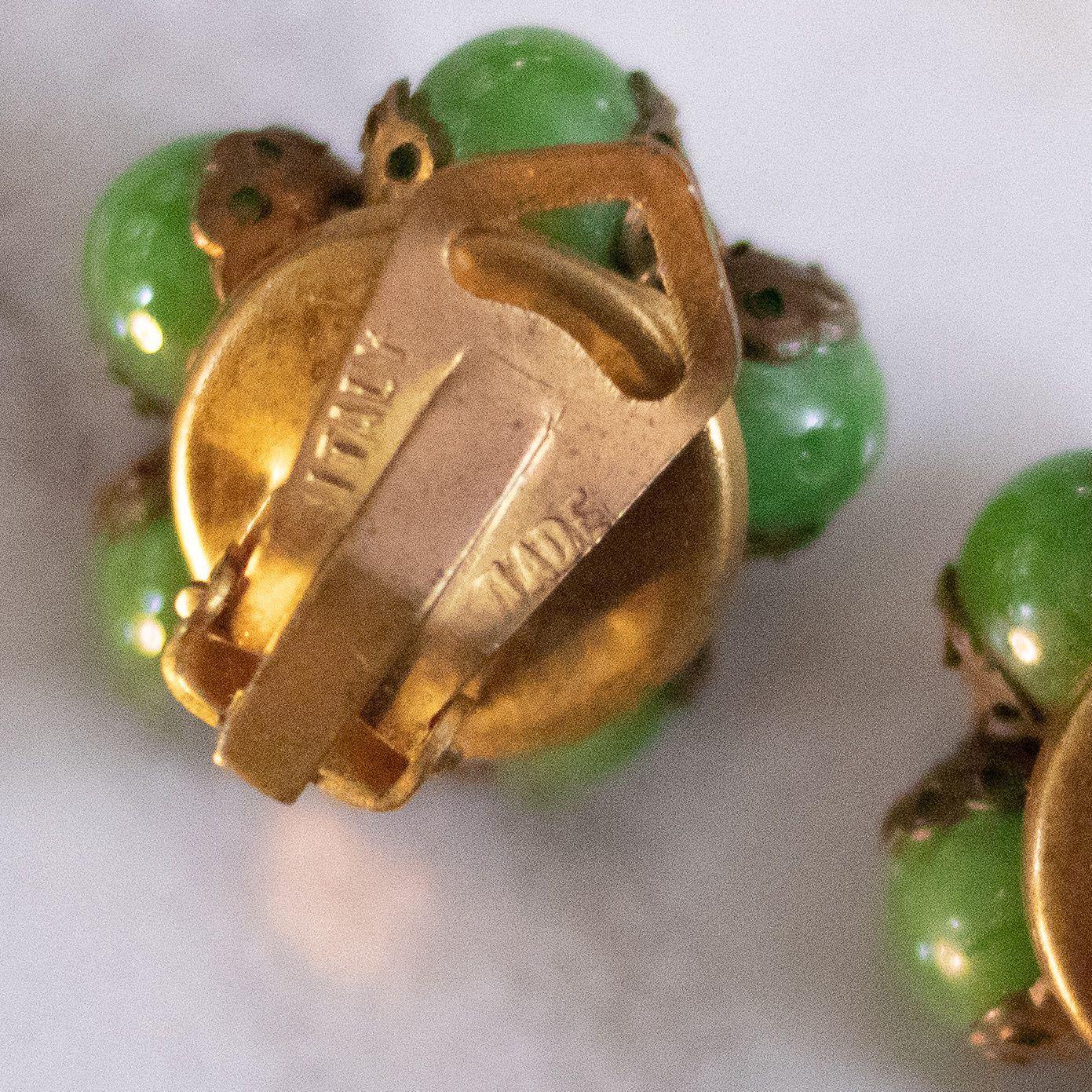 Vintage Made In Italy Green Glass Bead Earrings by Made in Italy - Vintage Meet Modern Vintage Jewelry - Chicago, Illinois - #oldhollywoodglamour #vintagemeetmodern #designervintage #jewelrybox #antiquejewelry #vintagejewelry