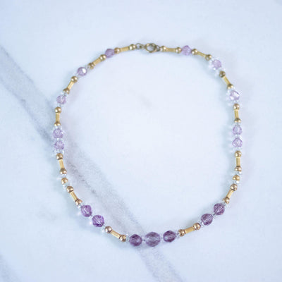 Vintage Czech Purple Crystal and Gold Bead Necklace by Czech - Vintage Meet Modern Vintage Jewelry - Chicago, Illinois - #oldhollywoodglamour #vintagemeetmodern #designervintage #jewelrybox #antiquejewelry #vintagejewelry