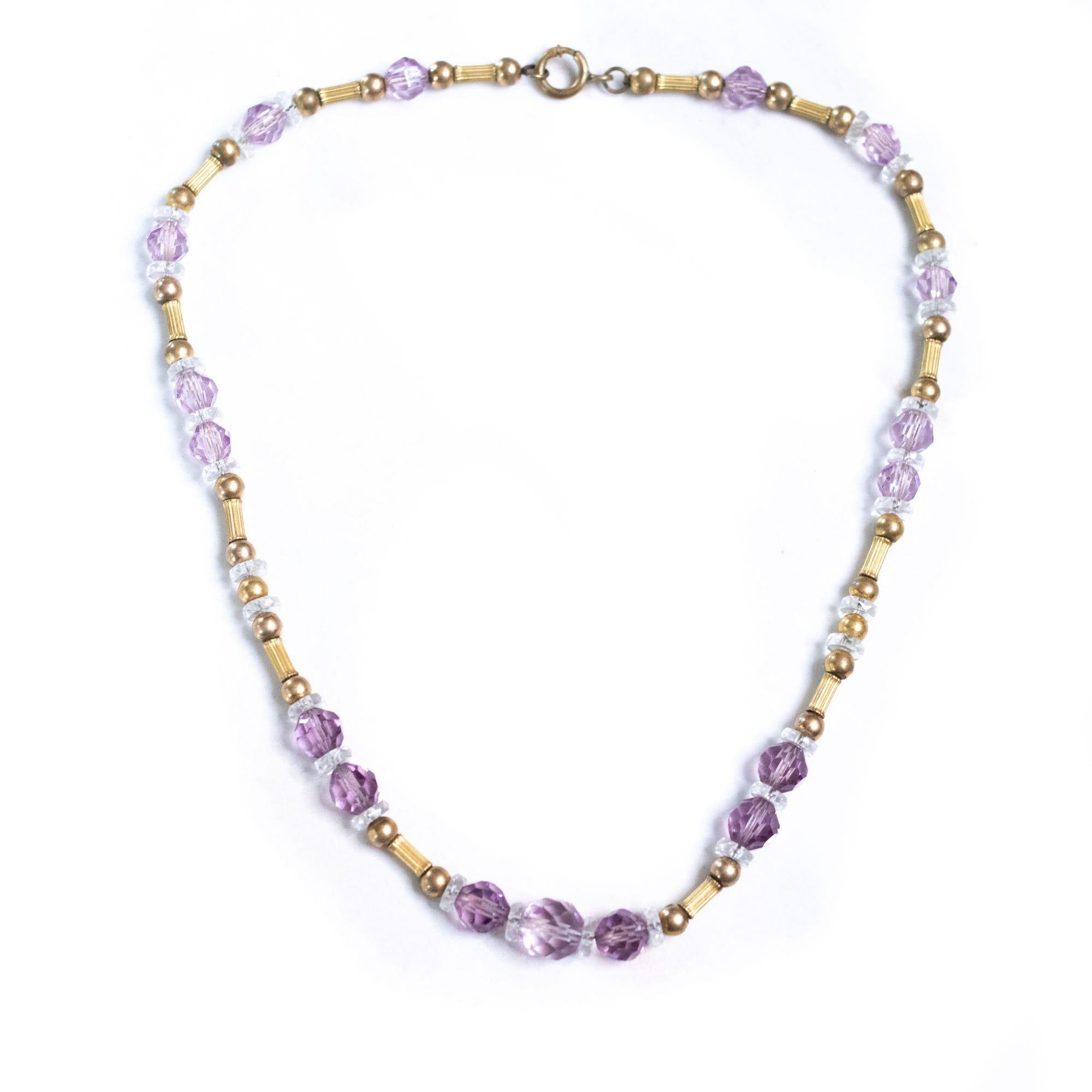 Vintage Czech Purple Crystal and Gold Bead Necklace by Czech - Vintage Meet Modern Vintage Jewelry - Chicago, Illinois - #oldhollywoodglamour #vintagemeetmodern #designervintage #jewelrybox #antiquejewelry #vintagejewelry