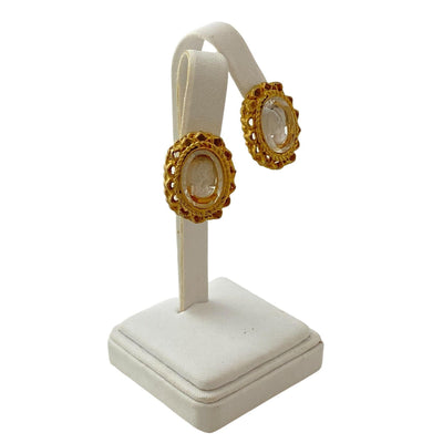 Vintage Victorian Revival Etched Cameo Earrings by Unsigned Beauty - Vintage Meet Modern Vintage Jewelry - Chicago, Illinois - #oldhollywoodglamour #vintagemeetmodern #designervintage #jewelrybox #antiquejewelry #vintagejewelry