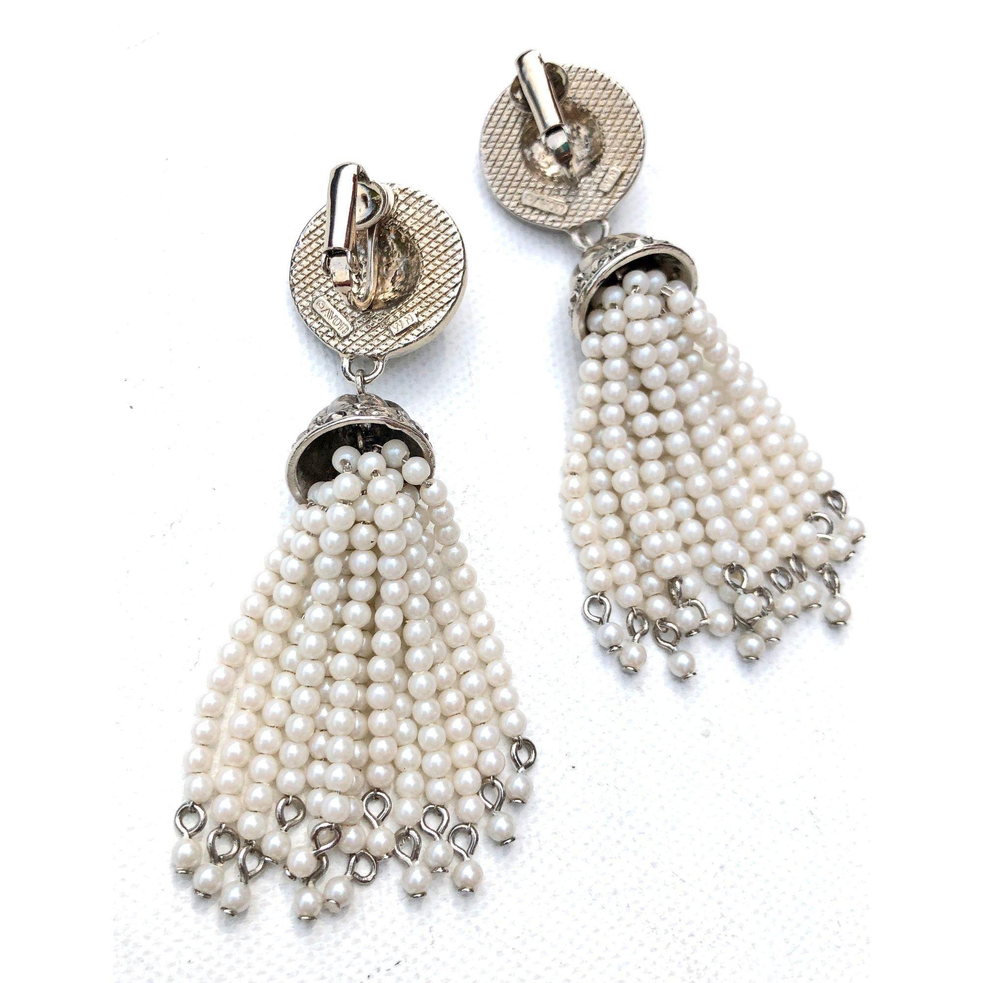 Vintage Avon Art Deco Style Pearl Tassel Earrings by Avon - Vintage Meet Modern Vintage Jewelry - Chicago, Illinois - #oldhollywoodglamour #vintagemeetmodern #designervintage #jewelrybox #antiquejewelry #vintagejewelry