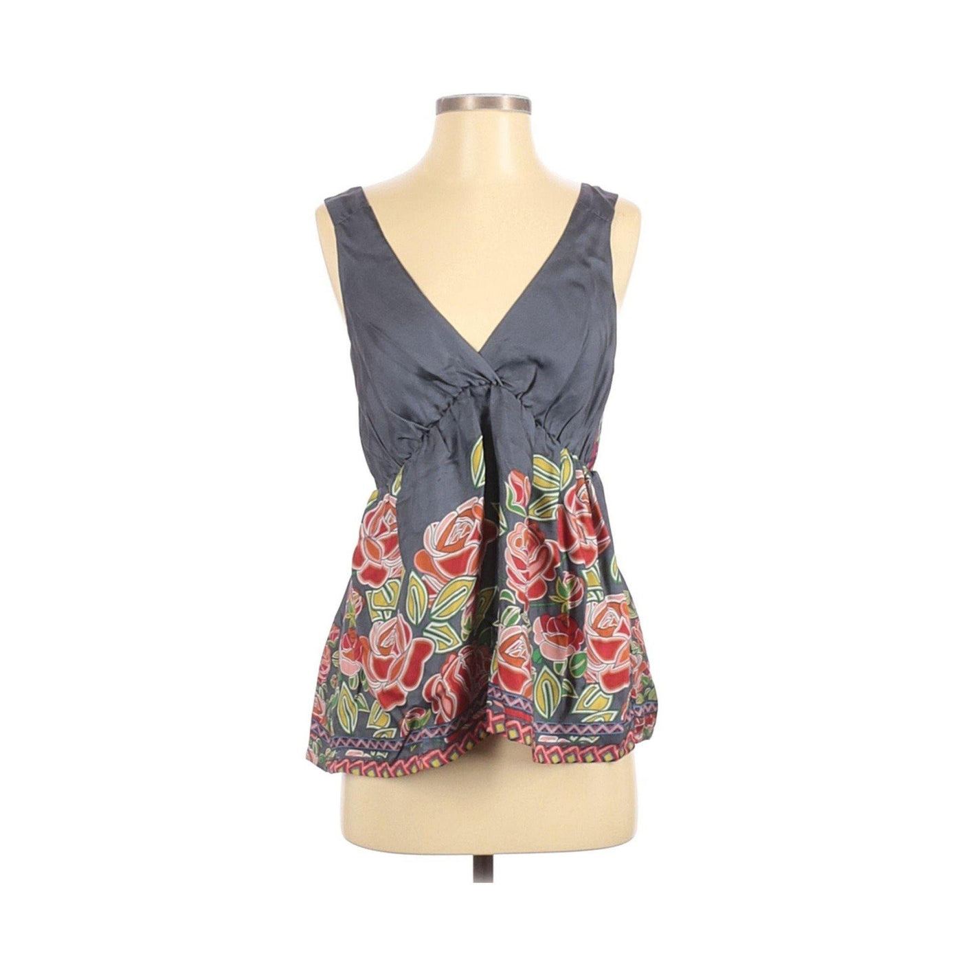 Fei Floral Print Sleeveless Silk Top
