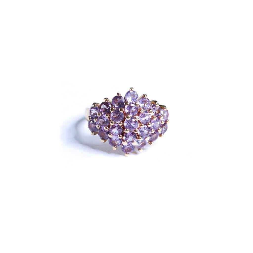 Vintage Lavender 18kt Gold Plated Spinel Cluster Cocktail Ring
