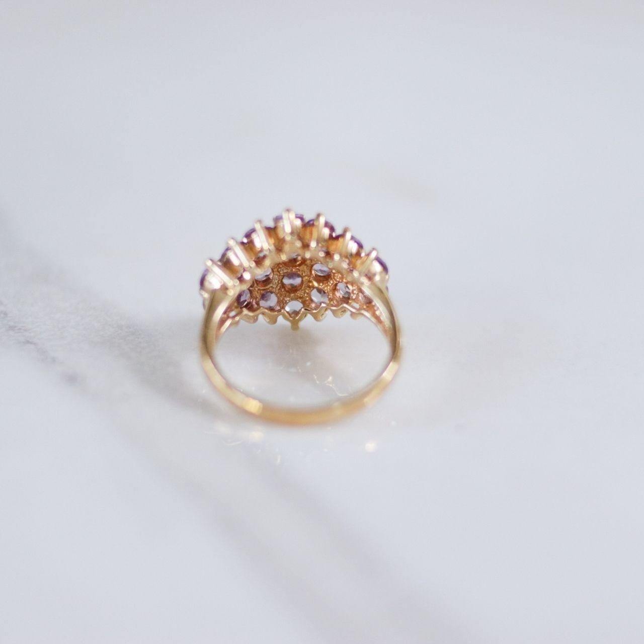 Vintage Lavender 18kt Gold Plated Spinel Cluster Cocktail Ring by Unsigned Beauty - Vintage Meet Modern Vintage Jewelry - Chicago, Illinois - #oldhollywoodglamour #vintagemeetmodern #designervintage #jewelrybox #antiquejewelry #vintagejewelry