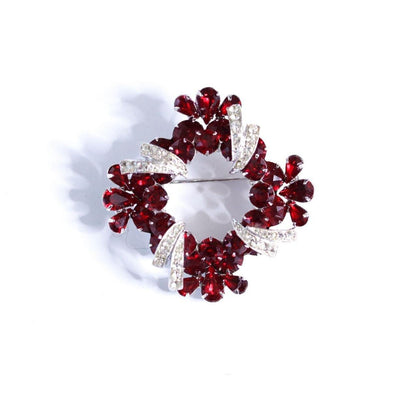 Vintage Weiss Red Rhinestone and Diamante Brooch by Weiss - Vintage Meet Modern Vintage Jewelry - Chicago, Illinois - #oldhollywoodglamour #vintagemeetmodern #designervintage #jewelrybox #antiquejewelry #vintagejewelry