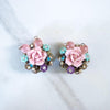 Vintage Pink Porcelain Rose Earrings by Unsigned Beauty - Vintage Meet Modern Vintage Jewelry - Chicago, Illinois - #oldhollywoodglamour #vintagemeetmodern #designervintage #jewelrybox #antiquejewelry #vintagejewelry