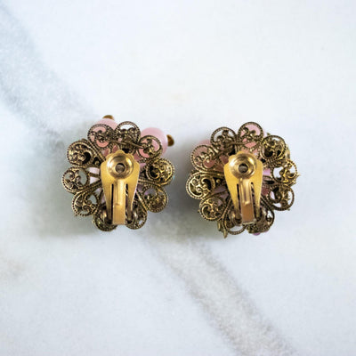 Vintage Pink Porcelain Rose Earrings by Unsigned Beauty - Vintage Meet Modern Vintage Jewelry - Chicago, Illinois - #oldhollywoodglamour #vintagemeetmodern #designervintage #jewelrybox #antiquejewelry #vintagejewelry