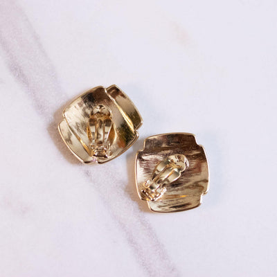 Vintage Crown Trifari 1980s Funky Gold Geometric Statement Earrings by Crown Trifar - Vintage Meet Modern Vintage Jewelry - Chicago, Illinois - #oldhollywoodglamour #vintagemeetmodern #designervintage #jewelrybox #antiquejewelry #vintagejewelry