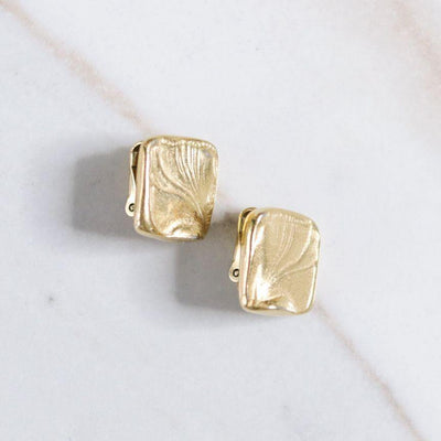 Vintage Crown Trifari Gold Square Earrings by Crown Trifari - Vintage Meet Modern Vintage Jewelry - Chicago, Illinois - #oldhollywoodglamour #vintagemeetmodern #designervintage #jewelrybox #antiquejewelry #vintagejewelry