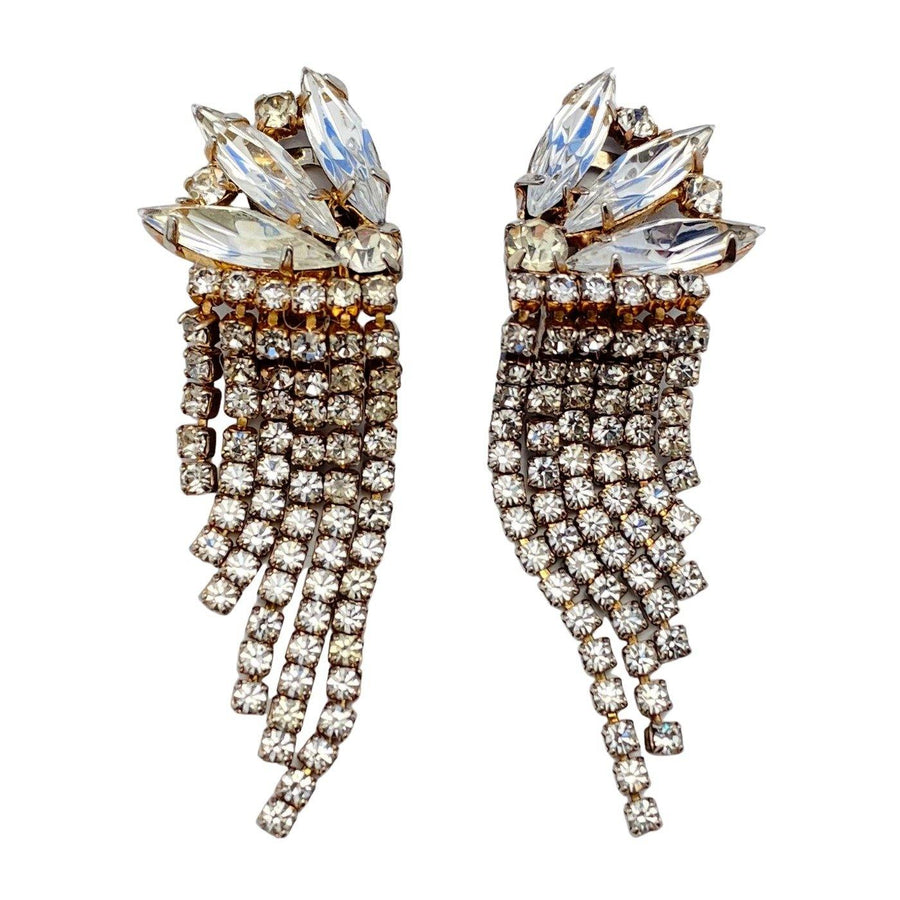 Art Deco Rhinestone Fringe Tassel Statement Earrings by Unsigned Beauty - Vintage Meet Modern Vintage Jewelry - Chicago, Illinois - #oldhollywoodglamour #vintagemeetmodern #designervintage #jewelrybox #antiquejewelry #vintagejewelry