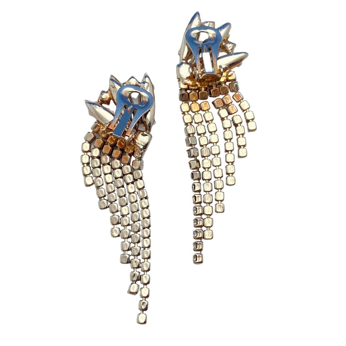 Art Deco Rhinestone Fringe Tassel Statement Earrings by Unsigned Beauty - Vintage Meet Modern Vintage Jewelry - Chicago, Illinois - #oldhollywoodglamour #vintagemeetmodern #designervintage #jewelrybox #antiquejewelry #vintagejewelry