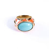 Vintage Turquoise Glass Cabochon and Coral Enamel Statement Ring by Vintage Meet Modern - Vintage Meet Modern Vintage Jewelry - Chicago, Illinois - #oldhollywoodglamour #vintagemeetmodern #designervintage #jewelrybox #antiquejewelry #vintagejewelry