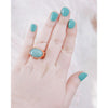 Vintage Turquoise Glass Cabochon and Coral Enamel Statement Ring by Vintage Meet Modern - Vintage Meet Modern Vintage Jewelry - Chicago, Illinois - #oldhollywoodglamour #vintagemeetmodern #designervintage #jewelrybox #antiquejewelry #vintagejewelry