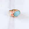 Vintage Turquoise Glass Cabochon and Coral Enamel Statement Ring by Vintage Meet Modern - Vintage Meet Modern Vintage Jewelry - Chicago, Illinois - #oldhollywoodglamour #vintagemeetmodern #designervintage #jewelrybox #antiquejewelry #vintagejewelry