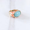 Vintage Turquoise Glass Cabochon and Coral Enamel Statement Ring by Vintage Meet Modern  - Vintage Meet Modern Vintage Jewelry - Chicago, Illinois - #oldhollywoodglamour #vintagemeetmodern #designervintage #jewelrybox #antiquejewelry #vintagejewelry