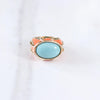 Vintage Turquoise Glass Cabochon and Coral Enamel Statement Ring by Vintage Meet Modern - Vintage Meet Modern Vintage Jewelry - Chicago, Illinois - #oldhollywoodglamour #vintagemeetmodern #designervintage #jewelrybox #antiquejewelry #vintagejewelry