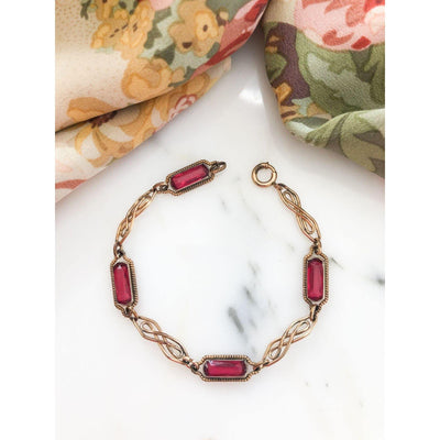 Rose Gold and Pink Crystal Bracelet by Unsigned Beauty - Vintage Meet Modern Vintage Jewelry - Chicago, Illinois - #oldhollywoodglamour #vintagemeetmodern #designervintage #jewelrybox #antiquejewelry #vintagejewelry