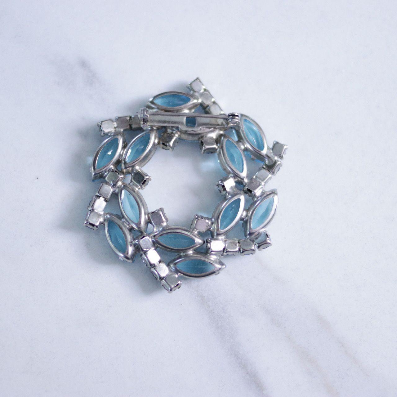 Vintage Light Blue Rhinestone Navette and Diamante Rhinestone Brooch by Unsigned Beauty - Vintage Meet Modern Vintage Jewelry - Chicago, Illinois - #oldhollywoodglamour #vintagemeetmodern #designervintage #jewelrybox #antiquejewelry #vintagejewelry