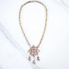Vintage Coro Purple Crystal Gold Lavalier with Dangling Charms Necklace by Coro - Vintage Meet Modern Vintage Jewelry - Chicago, Illinois - #oldhollywoodglamour #vintagemeetmodern #designervintage #jewelrybox #antiquejewelry #vintagejewelry