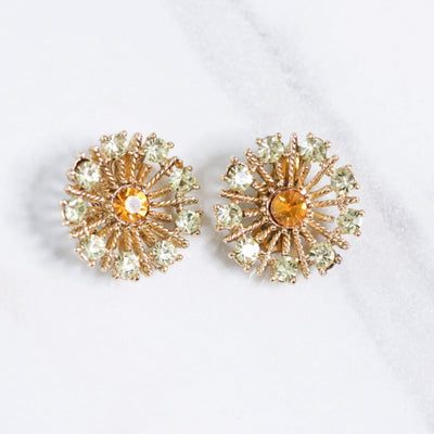 Vintage Lisner Amber and Yellow Rhinestone Earrings by Vintage Meet Modern - Vintage Meet Modern Vintage Jewelry - Chicago, Illinois - #oldhollywoodglamour #vintagemeetmodern #designervintage #jewelrybox #antiquejewelry #vintagejewelry