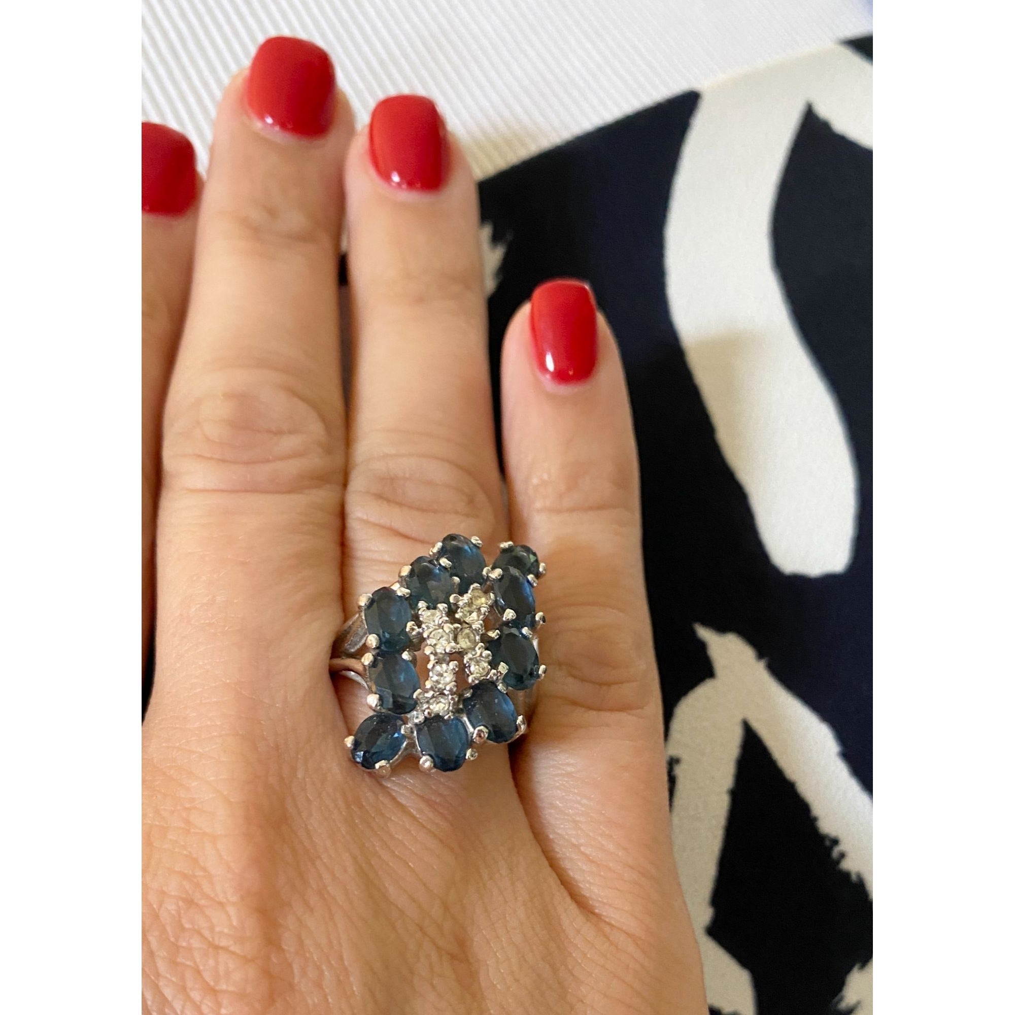 J.Crew Dark Navy and White Abstract Print Square Neck Blouse by J.Crew 365 - Vintage Meet Modern Vintage Jewelry - Chicago, Illinois - #oldhollywoodglamour #vintagemeetmodern #designervintage #jewelrybox #antiquejewelry #vintagejewelry