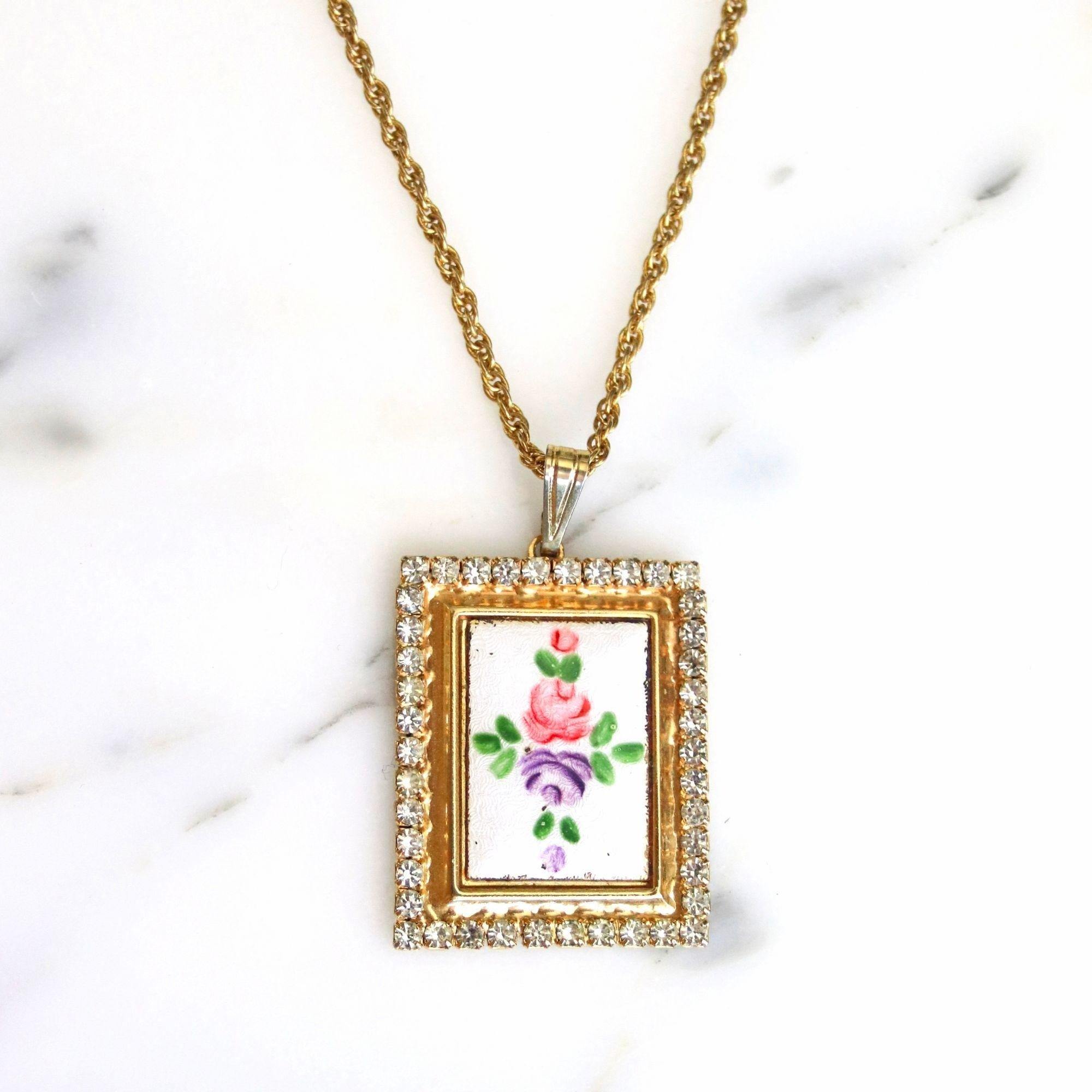 Vintage Guilloche Pendant with Rhinestone Accents by Unsigned Beauty - Vintage Meet Modern Vintage Jewelry - Chicago, Illinois - #oldhollywoodglamour #vintagemeetmodern #designervintage #jewelrybox #antiquejewelry #vintagejewelry