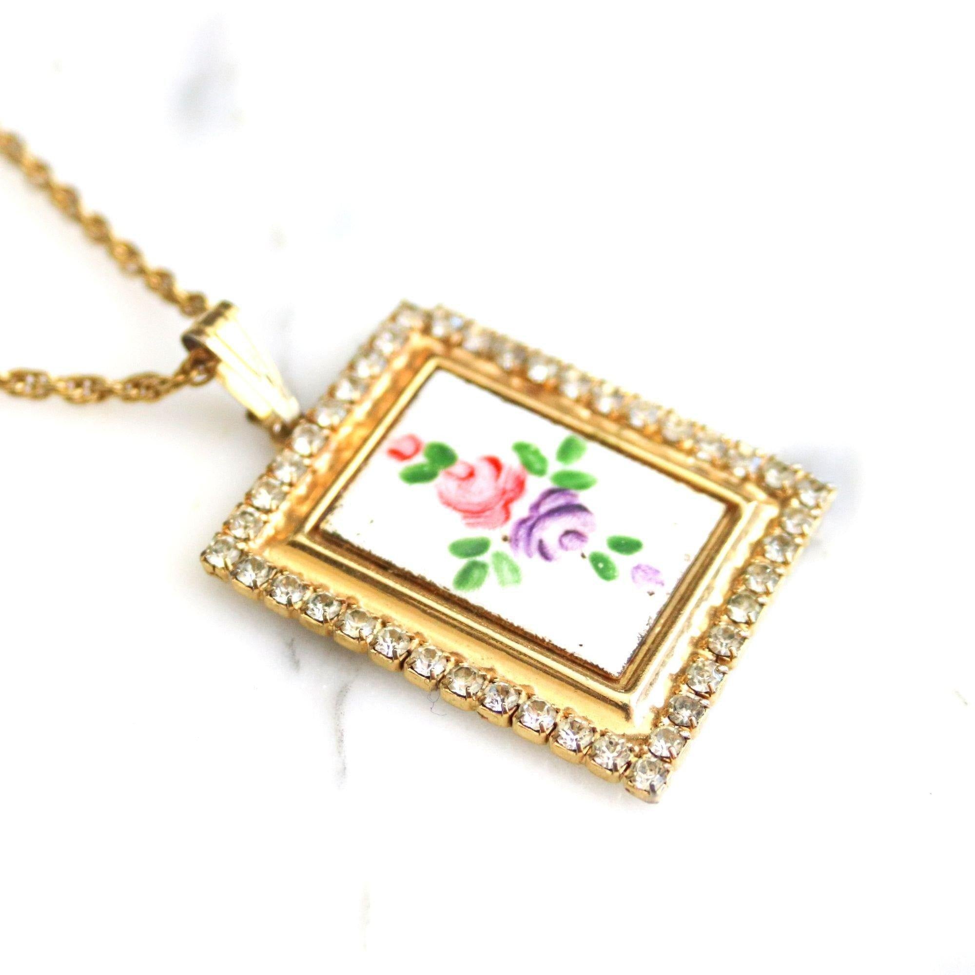 Vintage Guilloche Pendant with Rhinestone Accents by Unsigned Beauty - Vintage Meet Modern Vintage Jewelry - Chicago, Illinois - #oldhollywoodglamour #vintagemeetmodern #designervintage #jewelrybox #antiquejewelry #vintagejewelry