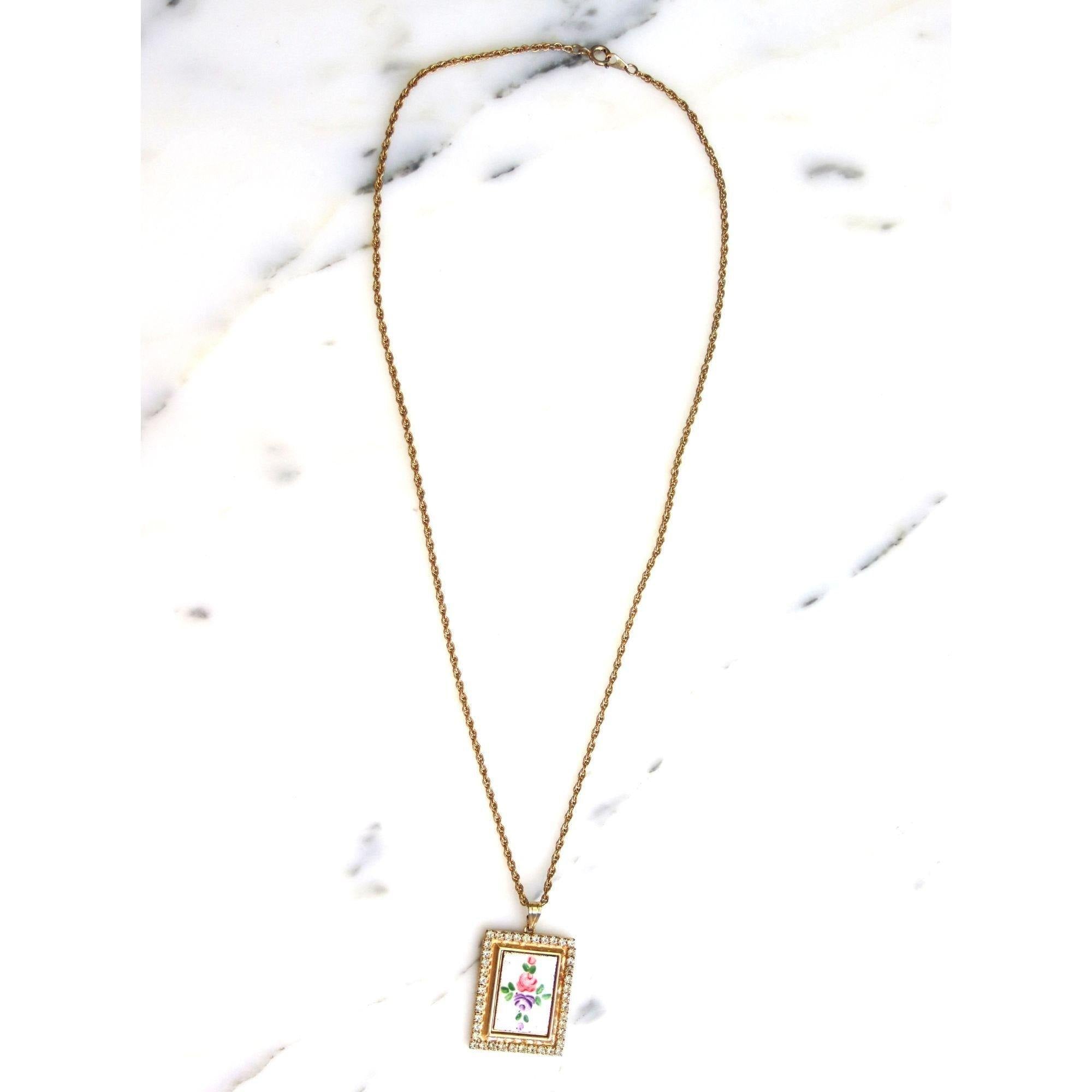 Vintage Guilloche Pendant with Rhinestone Accents by Unsigned Beauty - Vintage Meet Modern Vintage Jewelry - Chicago, Illinois - #oldhollywoodglamour #vintagemeetmodern #designervintage #jewelrybox #antiquejewelry #vintagejewelry
