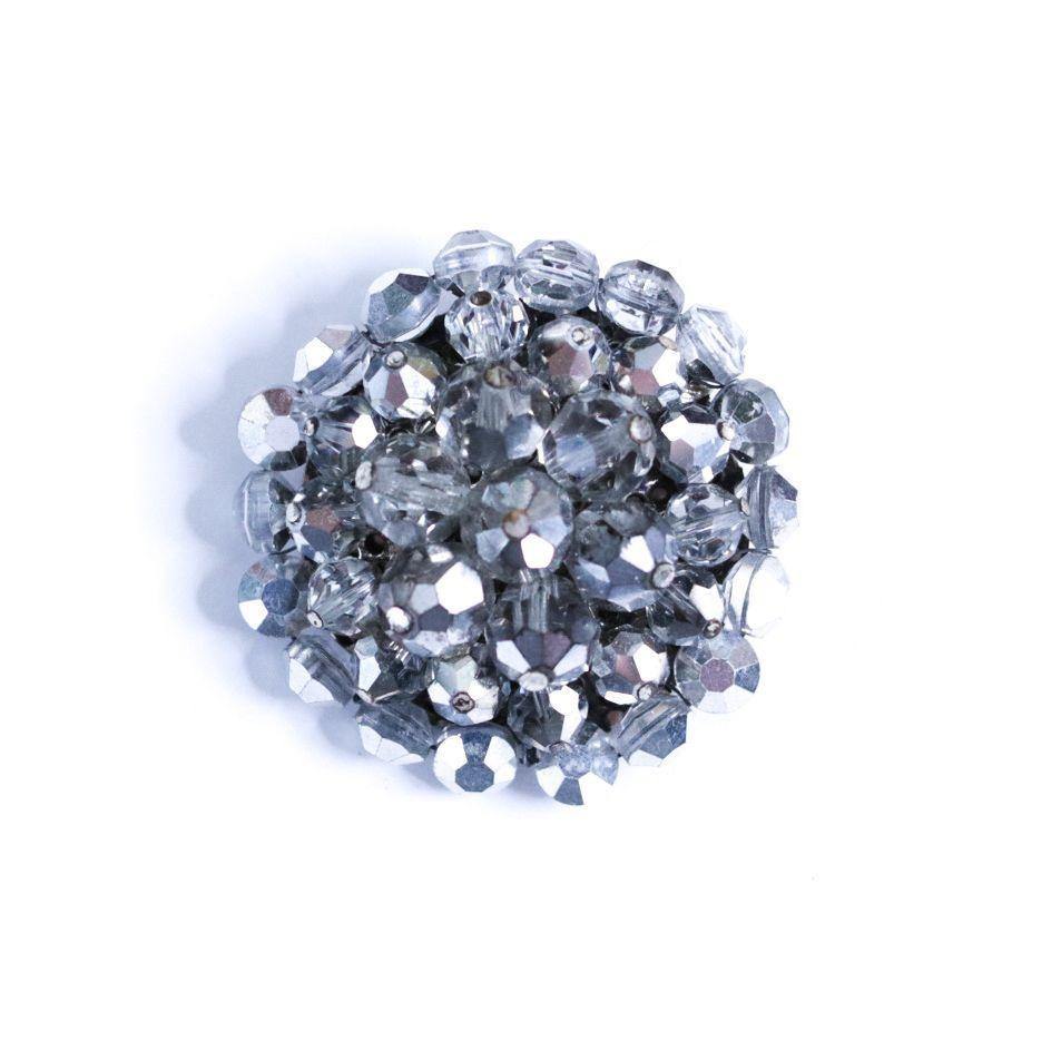 Vintage Vogue Bijoux Mirrored Silver Rhinestone Beaded Cluster Brooch by Unsigned Beauty - Vintage Meet Modern Vintage Jewelry - Chicago, Illinois - #oldhollywoodglamour #vintagemeetmodern #designervintage #jewelrybox #antiquejewelry #vintagejewelry