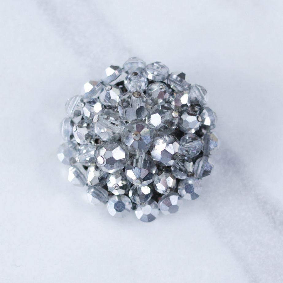 Vintage Vogue Bijoux Mirrored Silver Rhinestone Beaded Cluster Brooch by Unsigned Beauty - Vintage Meet Modern Vintage Jewelry - Chicago, Illinois - #oldhollywoodglamour #vintagemeetmodern #designervintage #jewelrybox #antiquejewelry #vintagejewelry