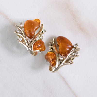 Vintage Coro Amber Lucite Statement Earrings by Coro - Vintage Meet Modern Vintage Jewelry - Chicago, Illinois - #oldhollywoodglamour #vintagemeetmodern #designervintage #jewelrybox #antiquejewelry #vintagejewelry