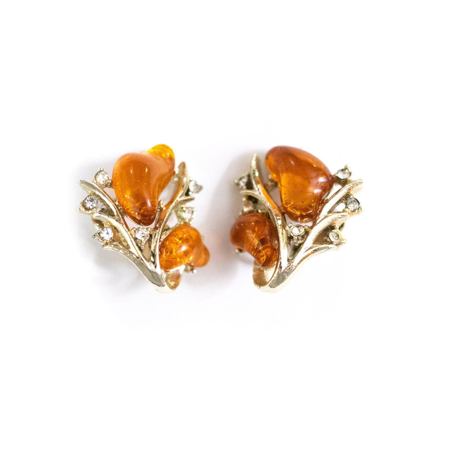 Vintage Coro Amber Lucite Statement Earrings by Coro - Vintage Meet Modern Vintage Jewelry - Chicago, Illinois - #oldhollywoodglamour #vintagemeetmodern #designervintage #jewelrybox #antiquejewelry #vintagejewelry