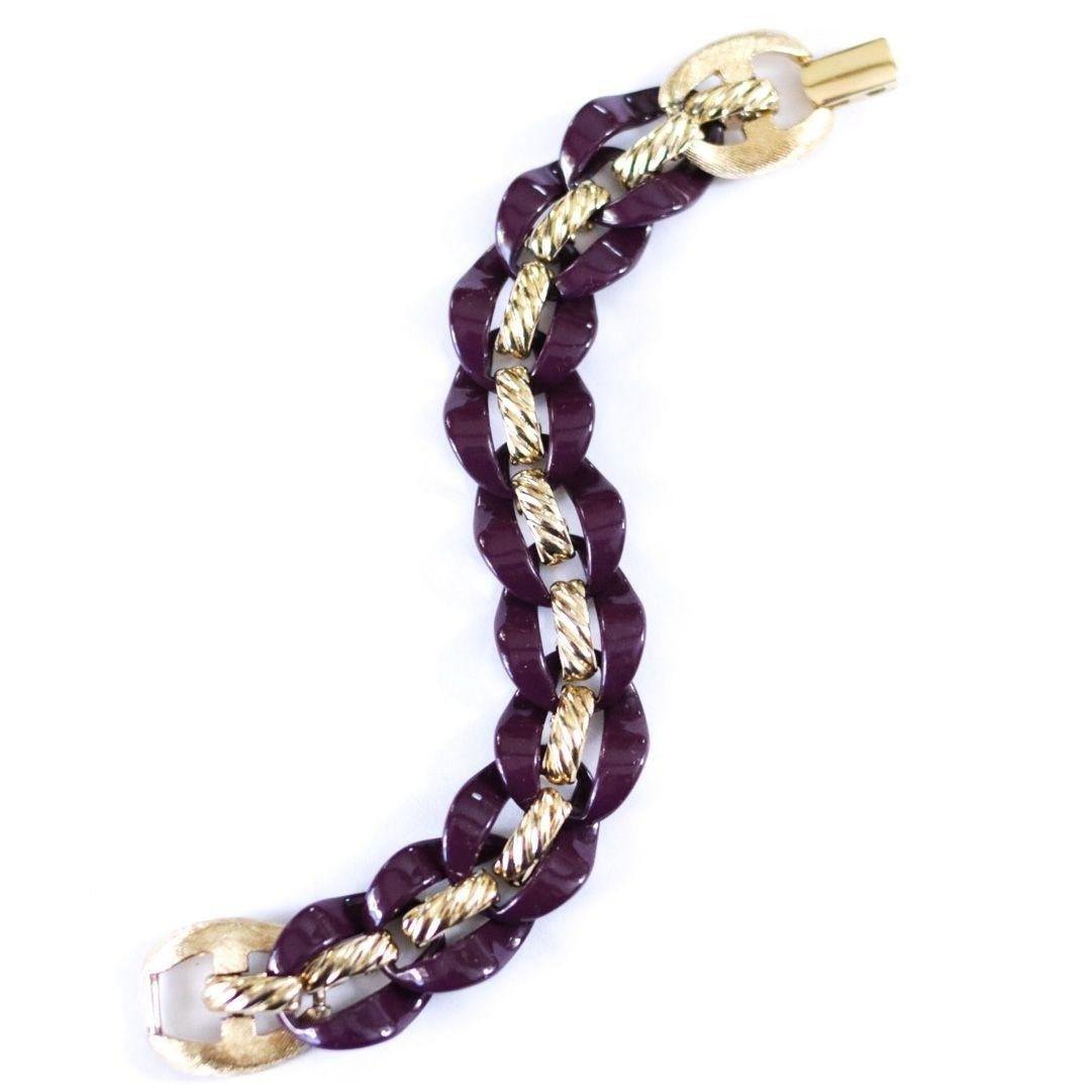 Vintage Napier Chunky Purple Link Bracelet by Napier - Vintage Meet Modern Vintage Jewelry - Chicago, Illinois - #oldhollywoodglamour #vintagemeetmodern #designervintage #jewelrybox #antiquejewelry #vintagejewelry
