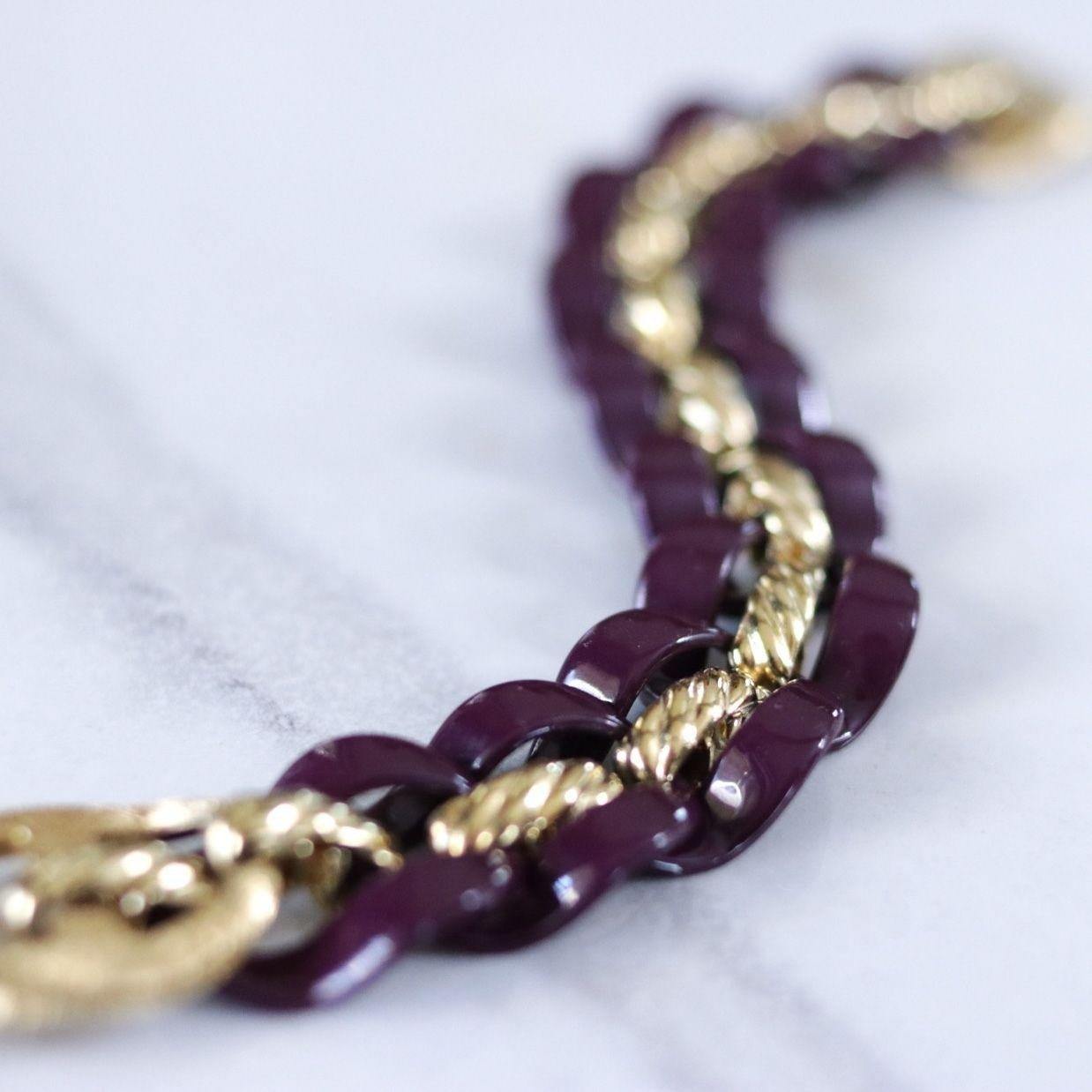 Vintage Napier Chunky Purple Link Bracelet by Napier - Vintage Meet Modern Vintage Jewelry - Chicago, Illinois - #oldhollywoodglamour #vintagemeetmodern #designervintage #jewelrybox #antiquejewelry #vintagejewelry