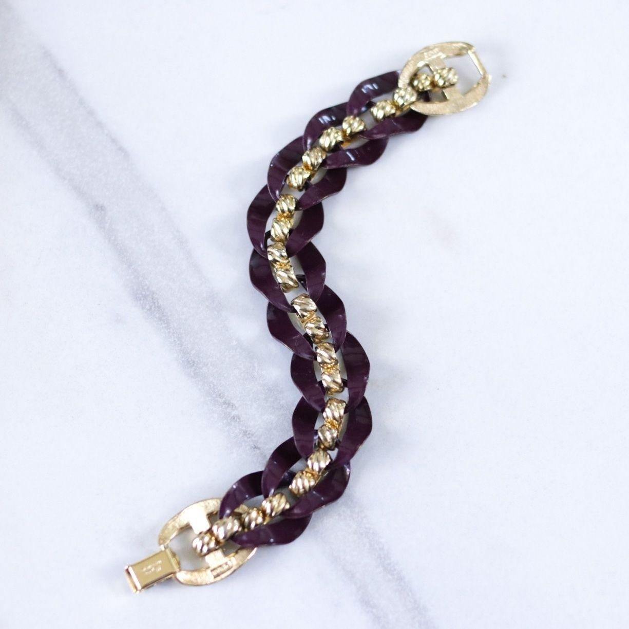 Vintage Napier Chunky Purple Link Bracelet by Napier - Vintage Meet Modern Vintage Jewelry - Chicago, Illinois - #oldhollywoodglamour #vintagemeetmodern #designervintage #jewelrybox #antiquejewelry #vintagejewelry