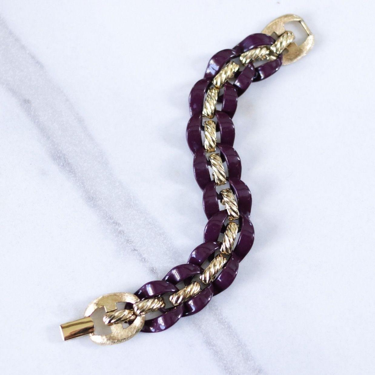 Vintage Napier Chunky Purple Link Bracelet by Napier - Vintage Meet Modern Vintage Jewelry - Chicago, Illinois - #oldhollywoodglamour #vintagemeetmodern #designervintage #jewelrybox #antiquejewelry #vintagejewelry