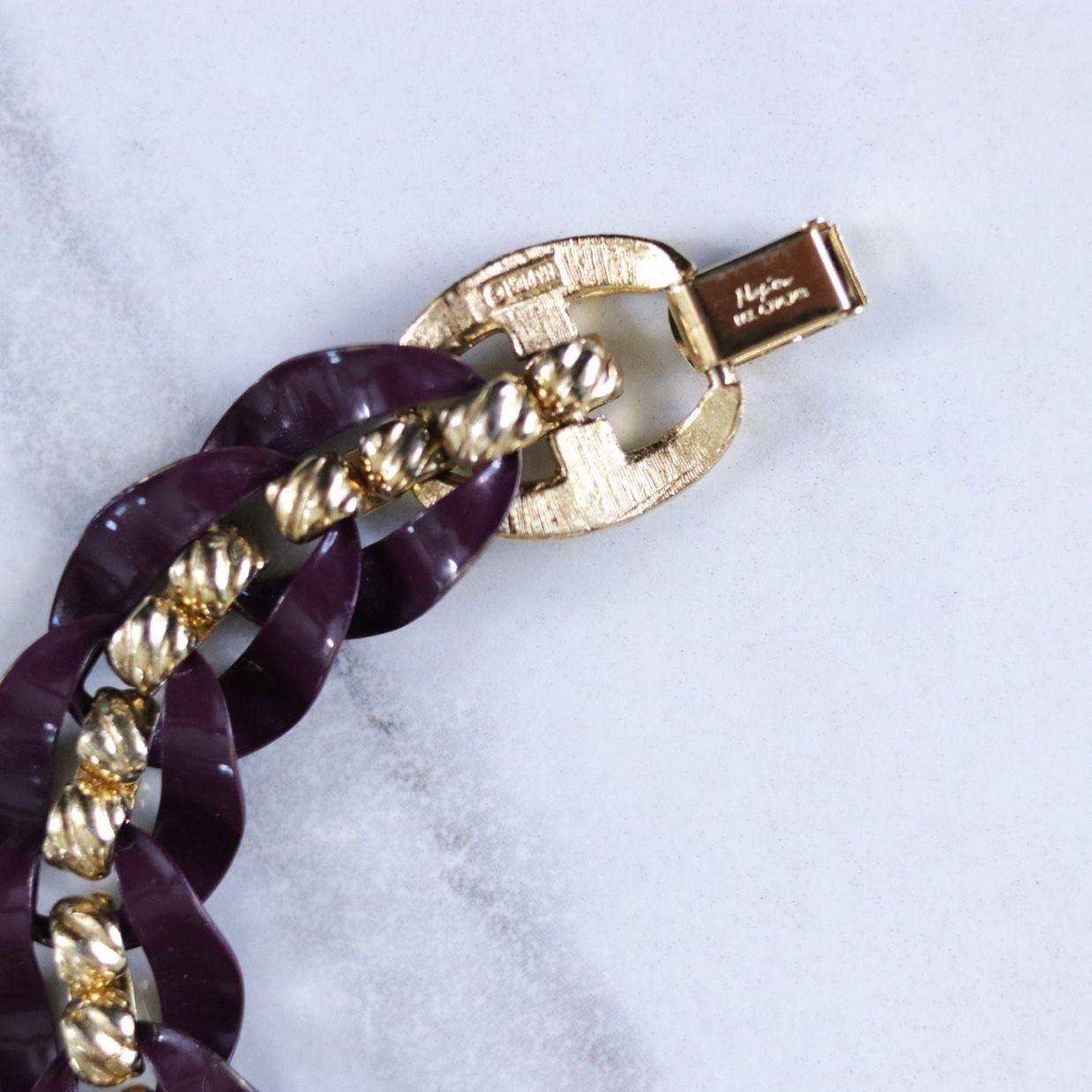 Vintage Napier Chunky Purple Link Bracelet by Napier - Vintage Meet Modern Vintage Jewelry - Chicago, Illinois - #oldhollywoodglamour #vintagemeetmodern #designervintage #jewelrybox #antiquejewelry #vintagejewelry