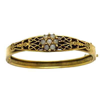 Vintage Victorian Revival Opaline Bangle Bracelet by Unsigned Beauty - Vintage Meet Modern Vintage Jewelry - Chicago, Illinois - #oldhollywoodglamour #vintagemeetmodern #designervintage #jewelrybox #antiquejewelry #vintagejewelry